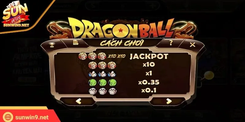Dragon Ball SUNWIN: Nổ hũ siêu thưởng, rinh quà bá đạo 3 Sunwin Chọn mục Dragon Ball để bắt đầu
